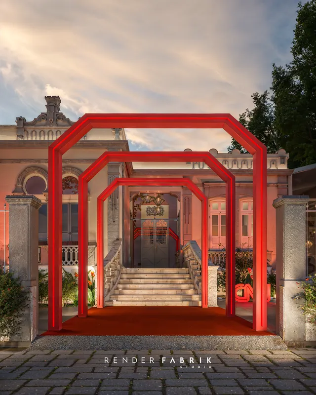 Render 3D fotorrealista de interior del portafolio de Render Fabrik