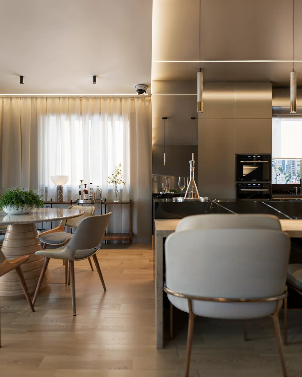 Cozinha gourmet do Liv Green Residence em render 3D