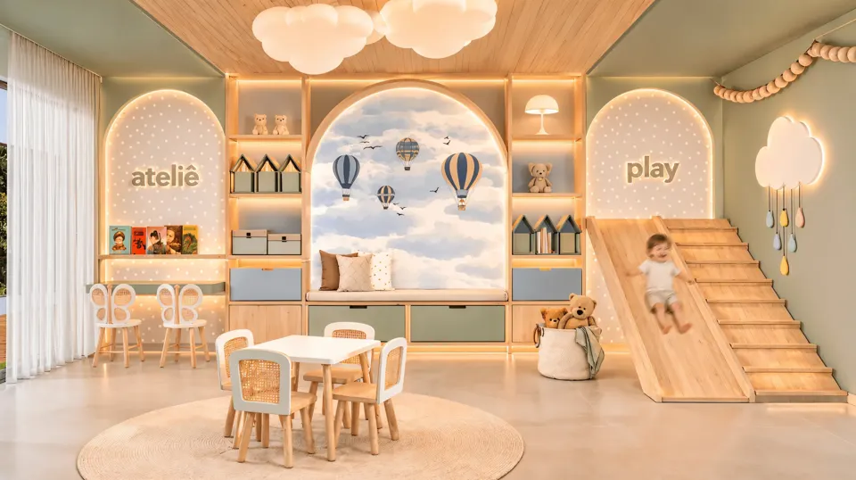 Kid's play do condomínio Volare em render 3D